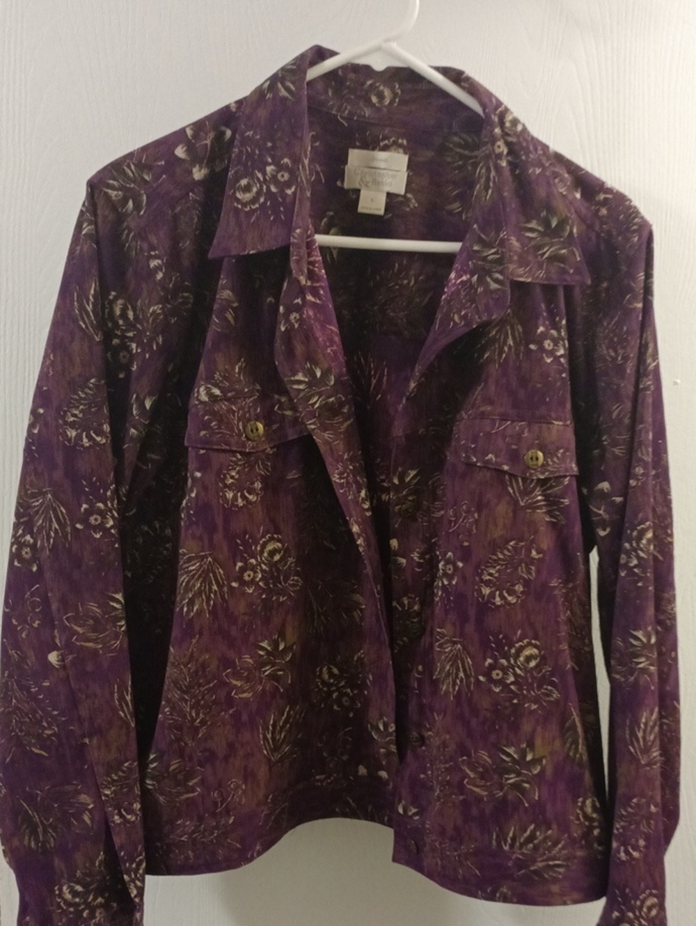 Christopher & Banks Purple Floral Button-Front Jacket
